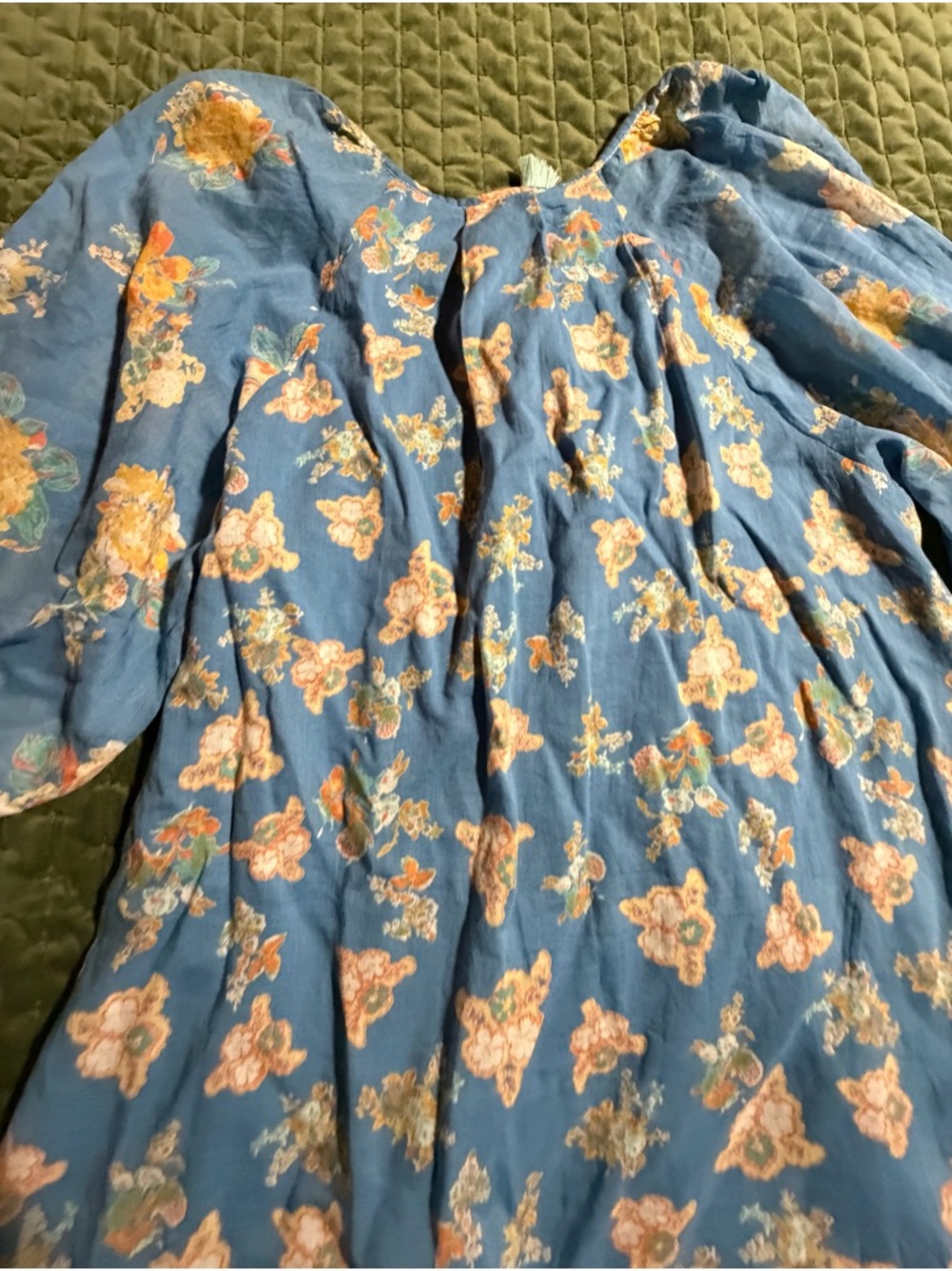 Free People Camella Floral Print Smock Mini Dress blue size XS - Picture 12 of 13